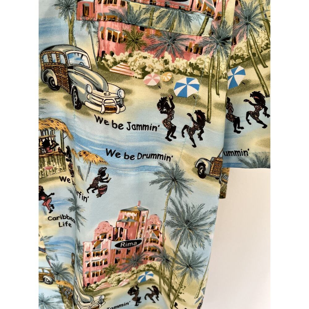 Rima Mens Caribbean Blue XL Short Sleeve Colorful Hawaiian Resort Beach Tropical - Picture 4 of 6